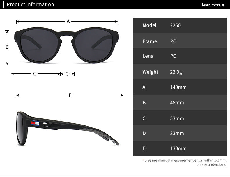 (6 Pack) Round Polarized Sunglasses 2260