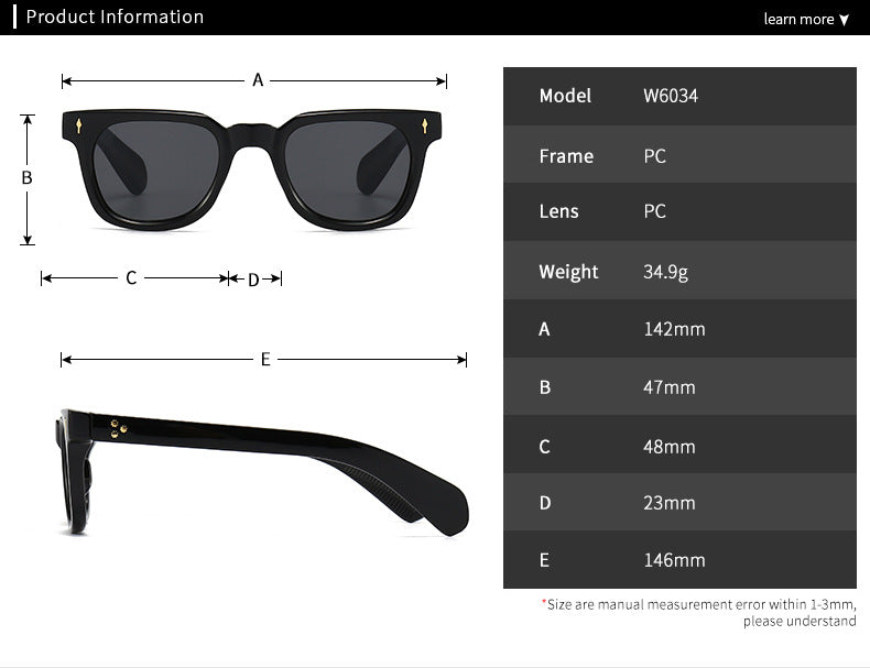 (6 Pack) Square Plastic Sunglasses 6034
