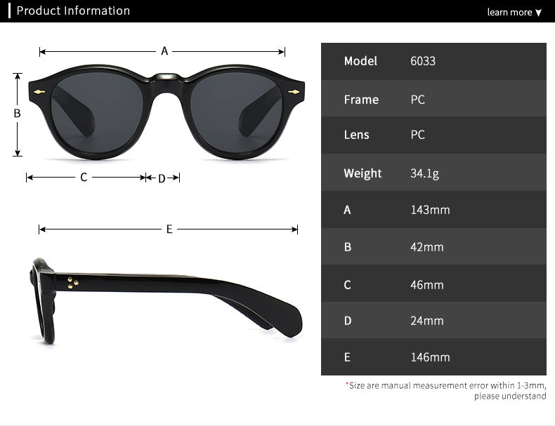 (6 Pack) Plastic Round Sunglasses 6033