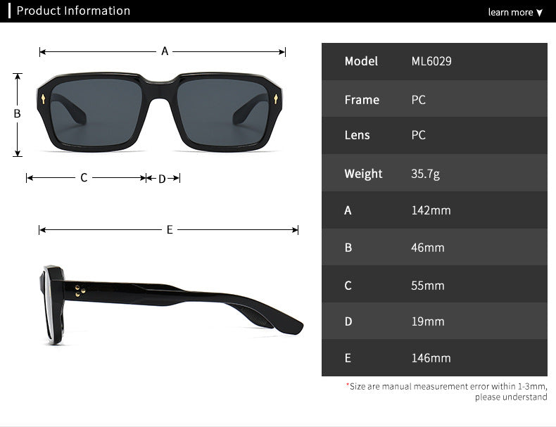 (6 Pack) Square Plastic Sunglasses 6029