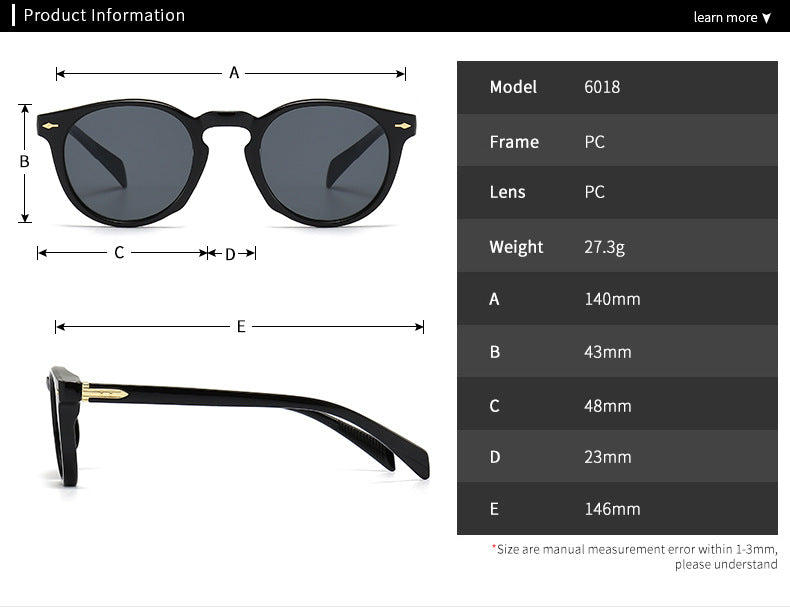 (6 Pack) Plastic Round Sunglasses 6018