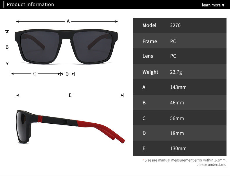 (6 Pack) Square Polarized Sunglasses 2270