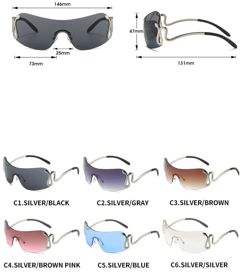 (6 Pack) Y2K Around Snake Sunglasses 3559