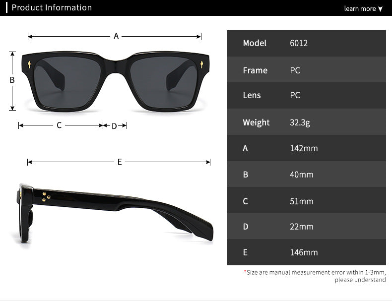 (6 Pack) Plastic Square Sunglasses 6012