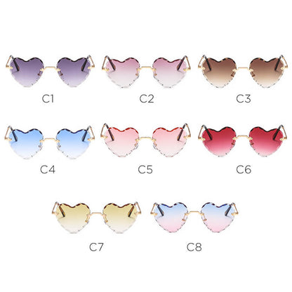 (6 Pack) Rimless Heart Sunglasses 1616