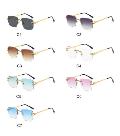 6043 Edge Cut Rimless Sunglasses(7 colors)