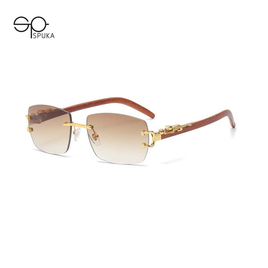 (6 Pack) Leopard Rimless Sunglasses 6003