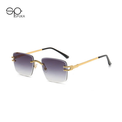 6043 Edge Cut Rimless Sunglasses(7 colors)