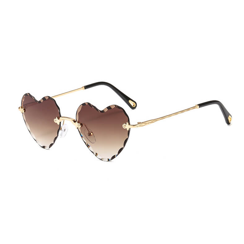 (6 Pack) Rimless Heart Sunglasses 1616