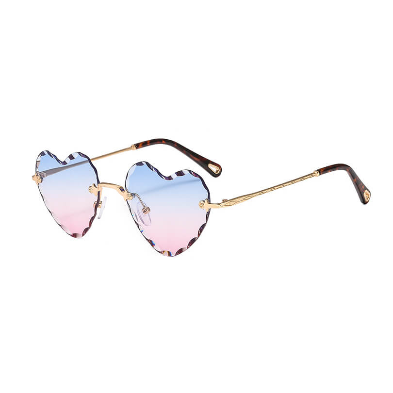 (6 Pack) Rimless Heart Sunglasses 1616