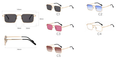 (6 Pack) Square Metal Sunglasses S714