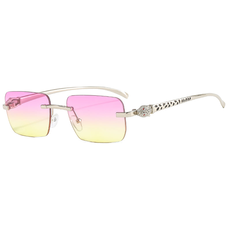 (6 Pack) Rimless Leopard Sunglasses 6060