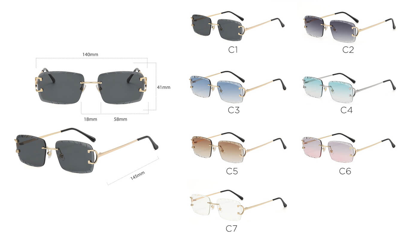 (6 Pack) Rimless Sunglasses 6018