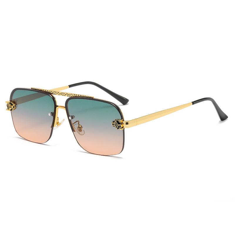 (6 Pack)Leopard Aviator Metal Sunglasses 6038