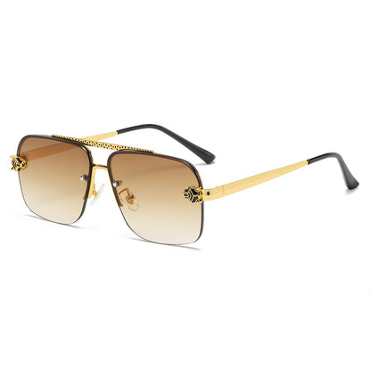 (6 Pack)Leopard Aviator Metal Sunglasses 6038