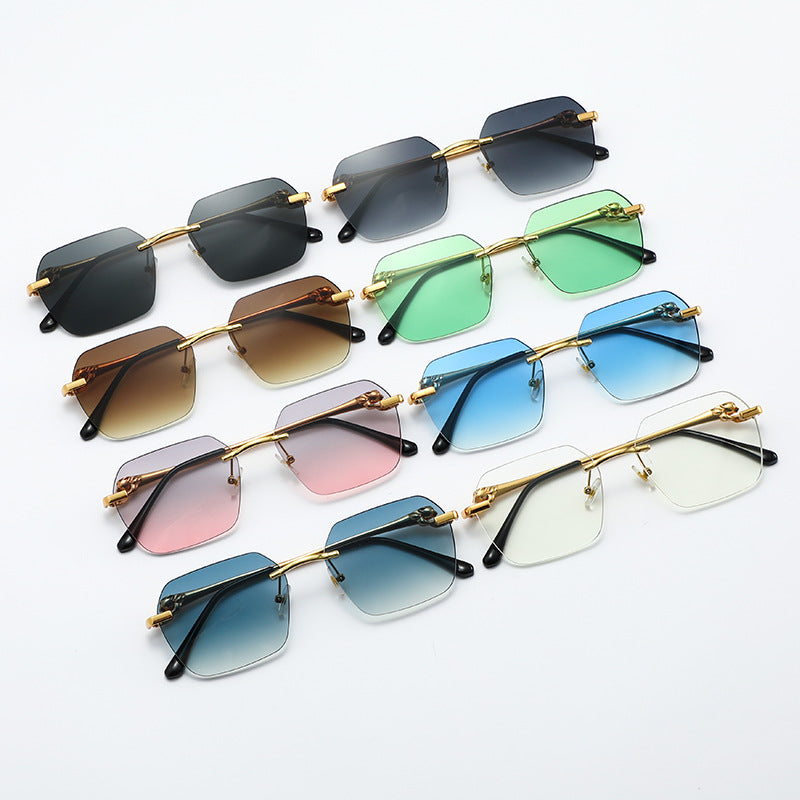 (6 Pack) Rimless Leopard Sunglasses 6025