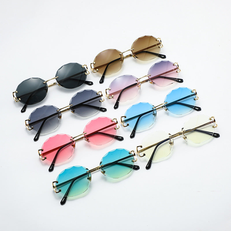 (6 Pack) Oval Rimless Sunglasses 6027