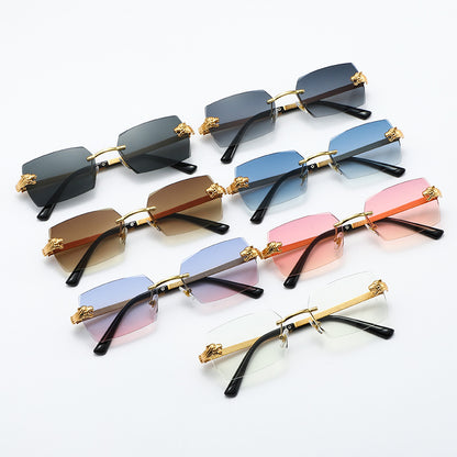 (6 Pack) Rimless Leopard Sunglasses 6028