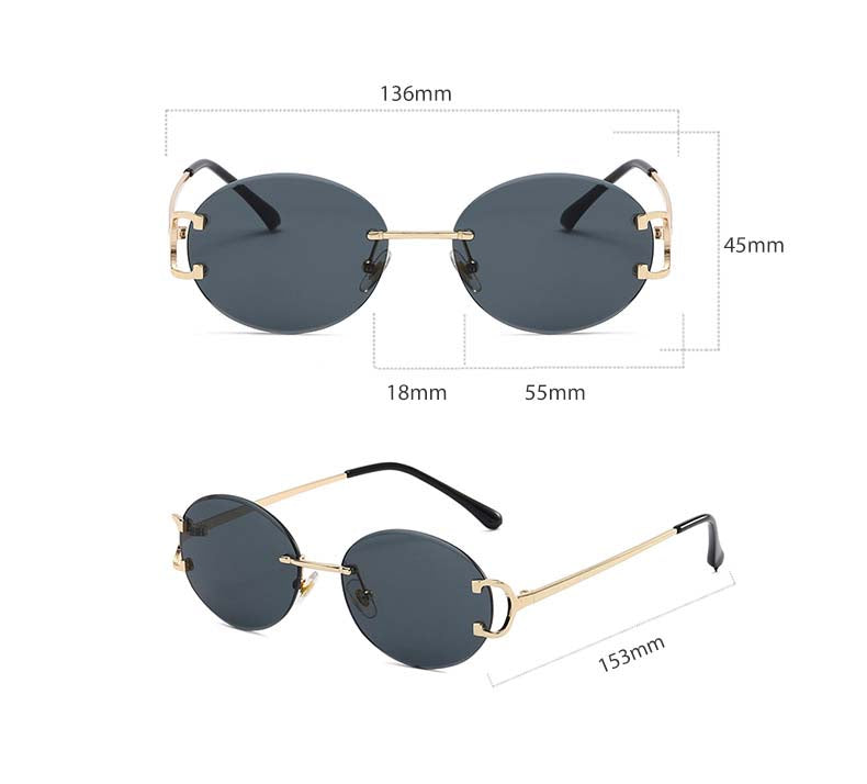 (6 Pack) Oval Rimless Sunglasses 6026