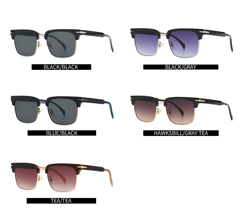 1119 Square Half-frame Aviator Sunglasses(5 colors)