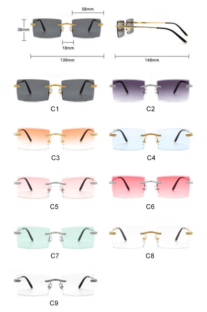 2016 Rimless Rhinestone Sunglasses(9 colors)