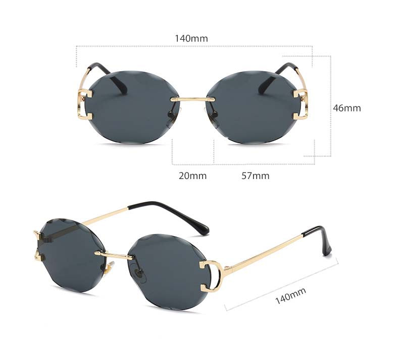 (6 Pack) Oval Rimless Sunglasses 6027