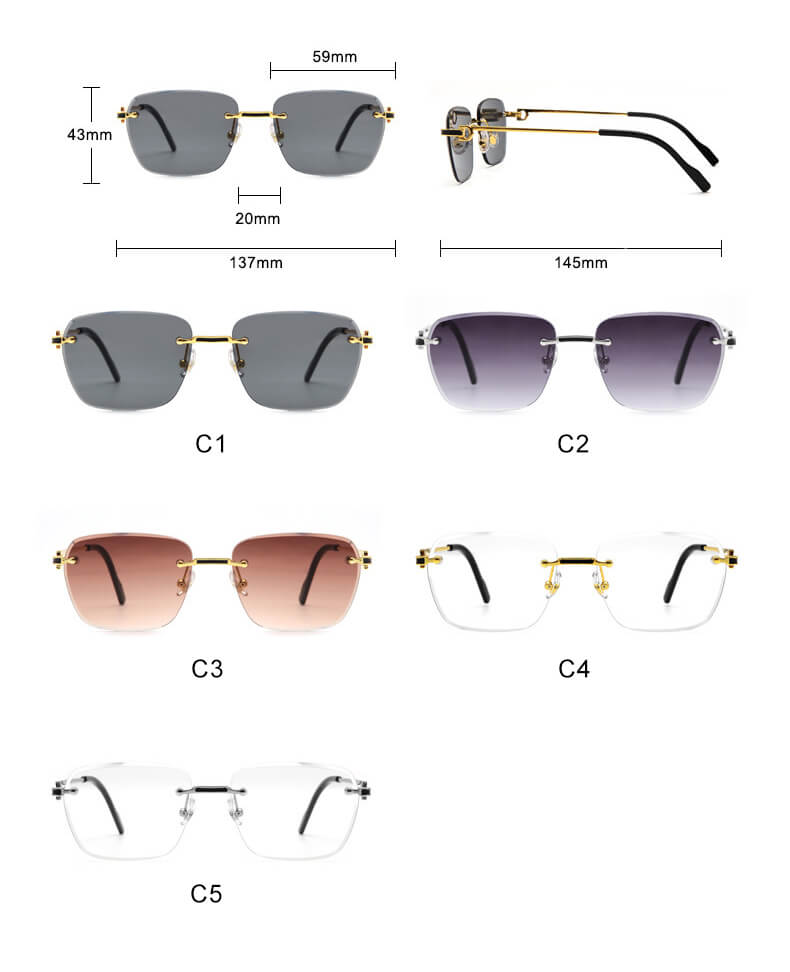 (6 Pack) Rimless Sunglasses 2009