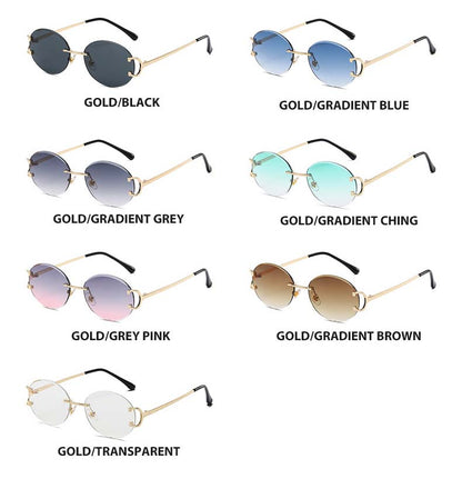 (6 Pack) Oval Rimless Sunglasses 6026