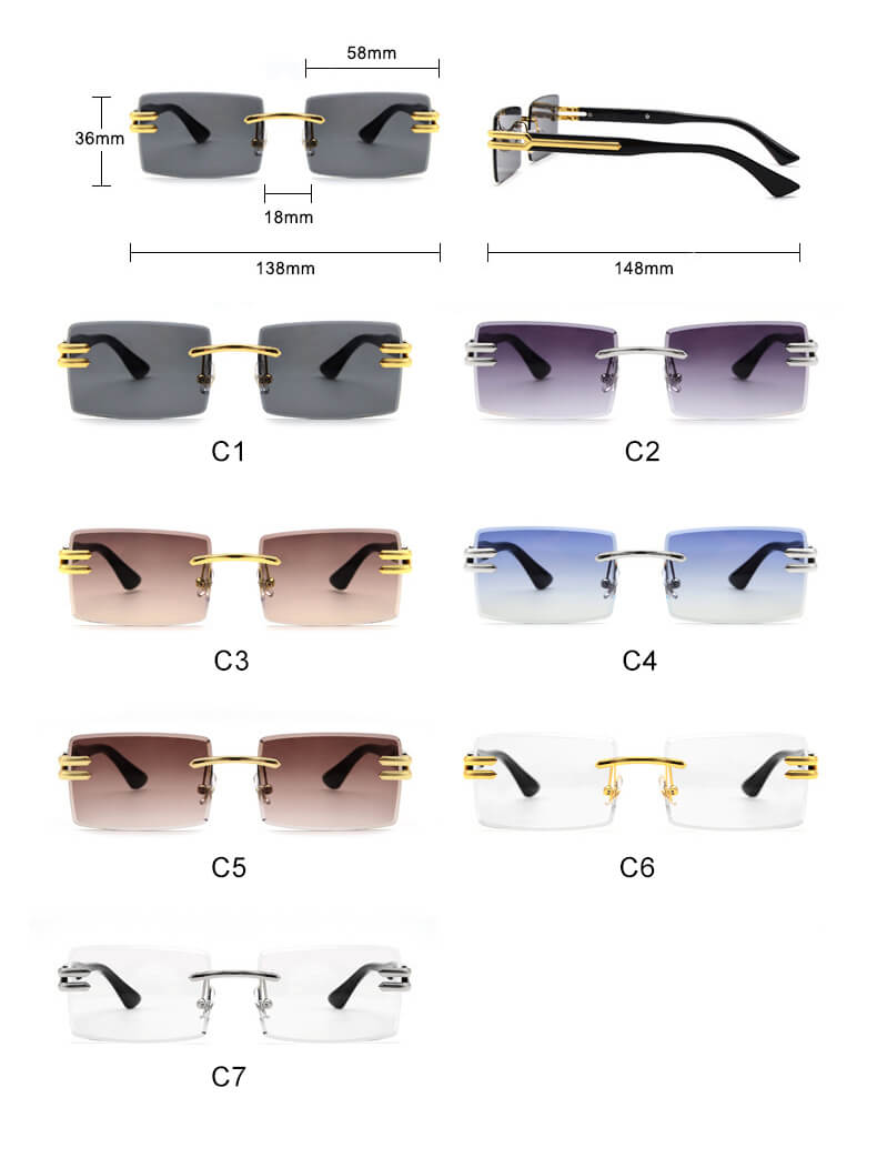 (6 Pack) Rimless Sunglasses 2017