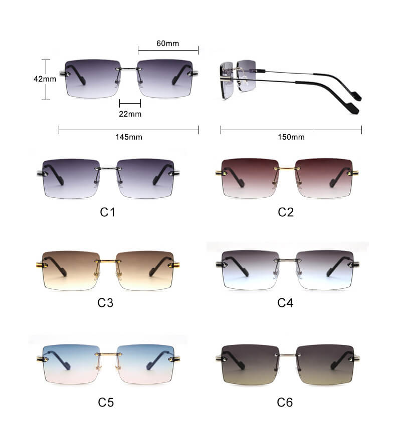 (6 Pack) Rimless Sunglasses 2010