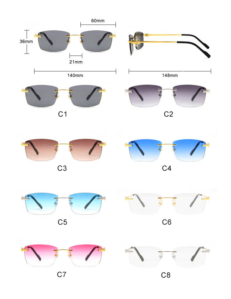 (6 Pack) Rimless Sunglasses 2004