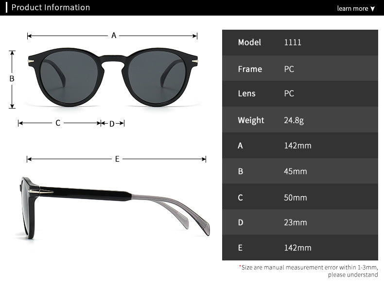 (6 Pack) Plasitc Round Sunglasses 1111