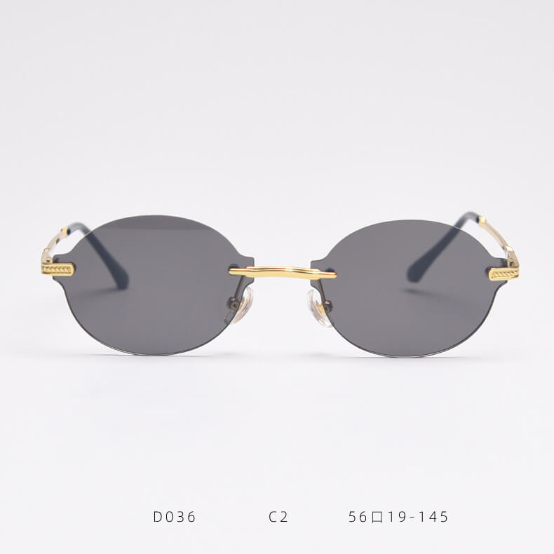 D036 Oval Rimless Sunglasses Clear