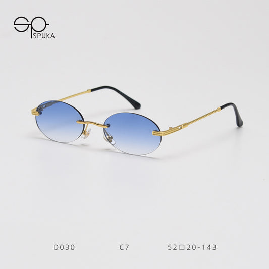 D030 Oval Rimless Sunglasses