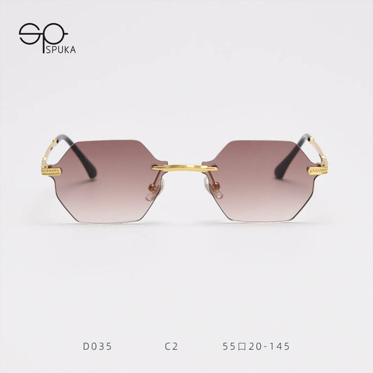 D035 Octagon Rimless Sunglasses