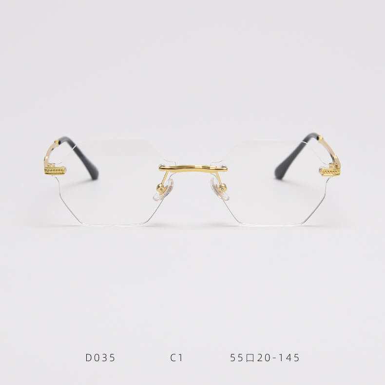 D035 Octagon Rimless Sunglasses Clear