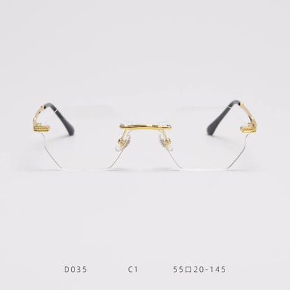 D035 Octagon Rimless Sunglasses Clear