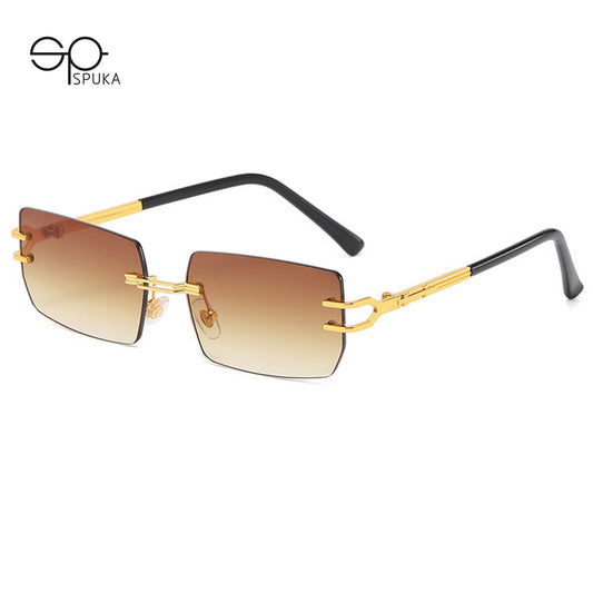 8064 Rectangular Rimless Sunglasses