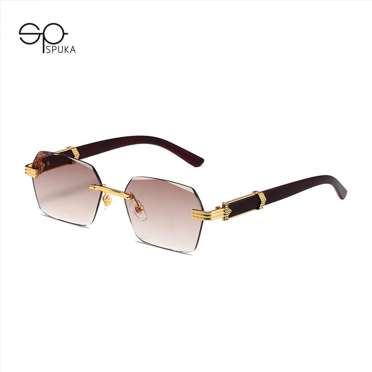 5367 Hexagonal Rimless Sunglasses