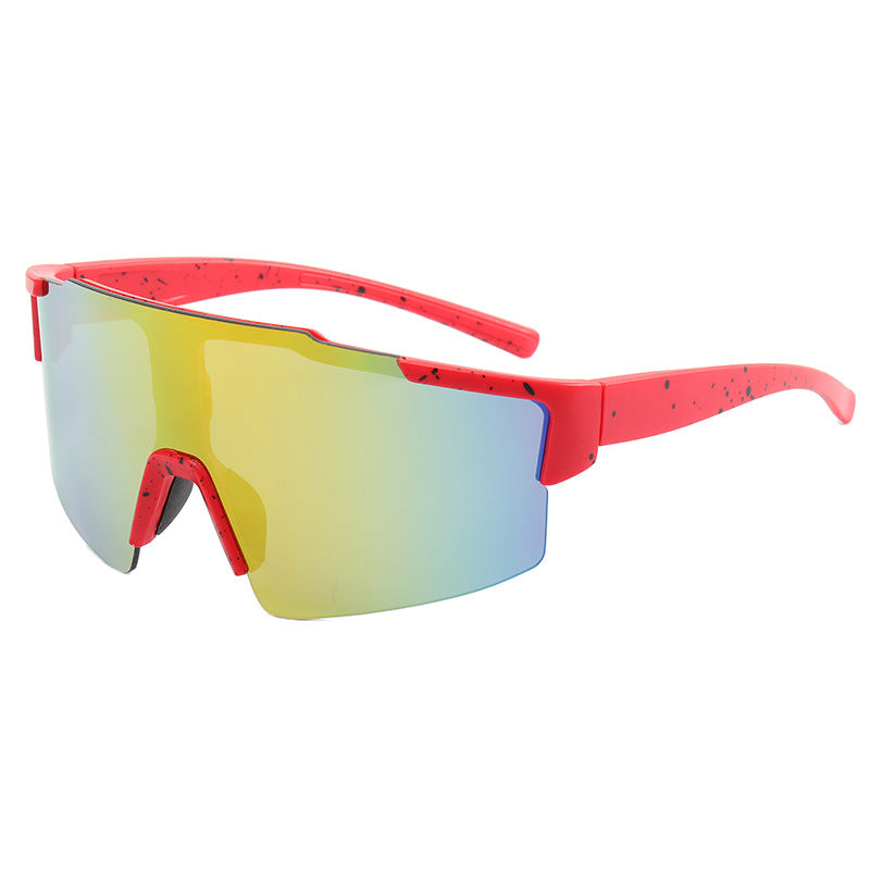 8304 Oversized Sports Sunglasses Red-Red Flash