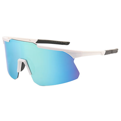 9328 Oversized Sports Sunglasses White-Gold Flash