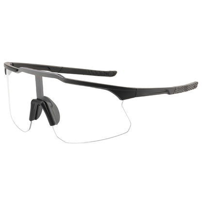 9328 Oversized Sports Sunglasses Black-Clear