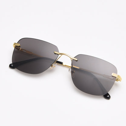 D033 Aviator Rimless Sunglasses Green Flash