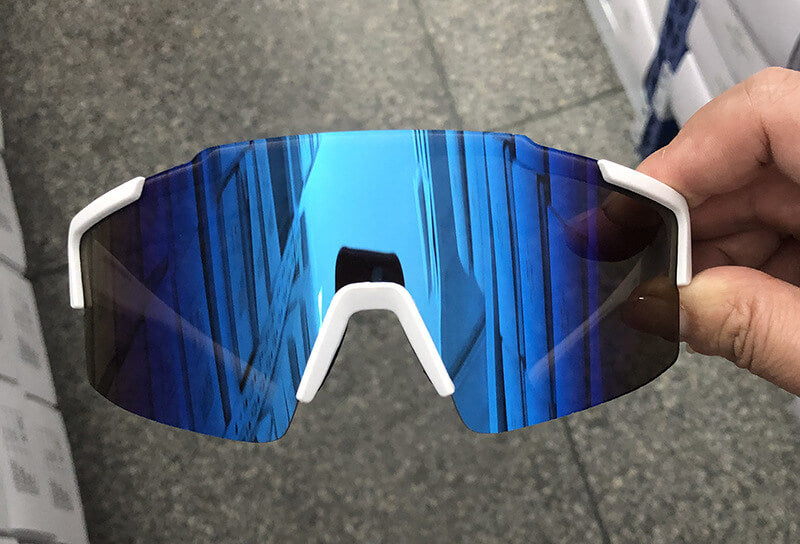 8304 Oversized Sports Sunglasses White-Blue Flash