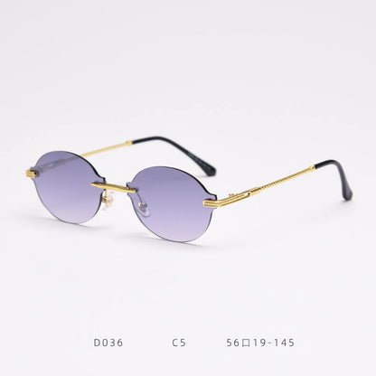 D036 Oval Rimless Sunglasses Gray Flash