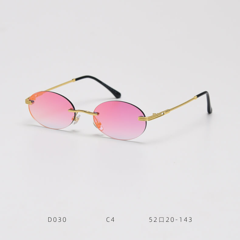 D030 Oval Rimless Sunglasses Red Flash