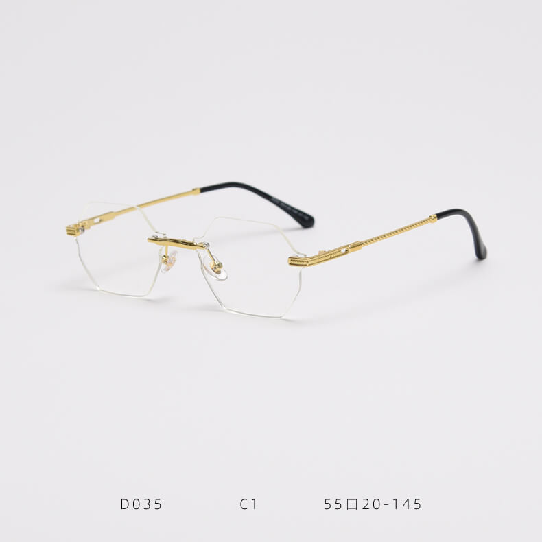 D035 Octagon Rimless Sunglasses Clear