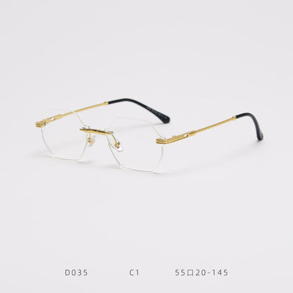 D035 Octagon Rimless Sunglasses Clear