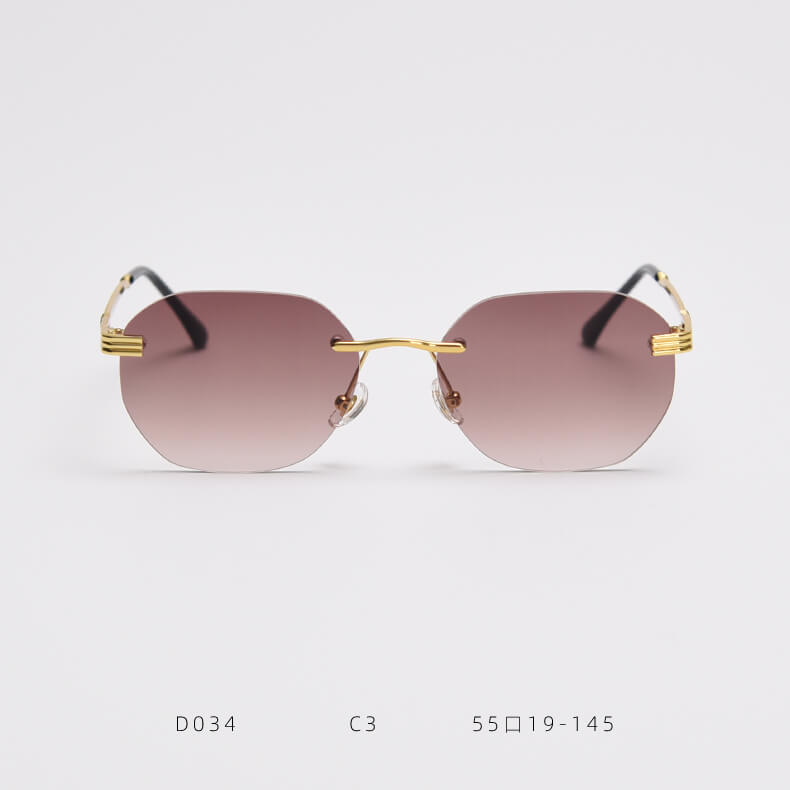 D034 Aviator Rimless Sunglasses