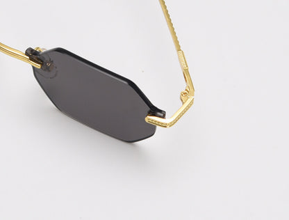 D035 Octagon Rimless Sunglasses Green Flash